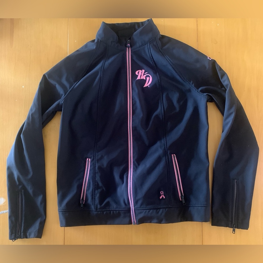 Harley Davidson Black and Pink Zip-Up Jacket